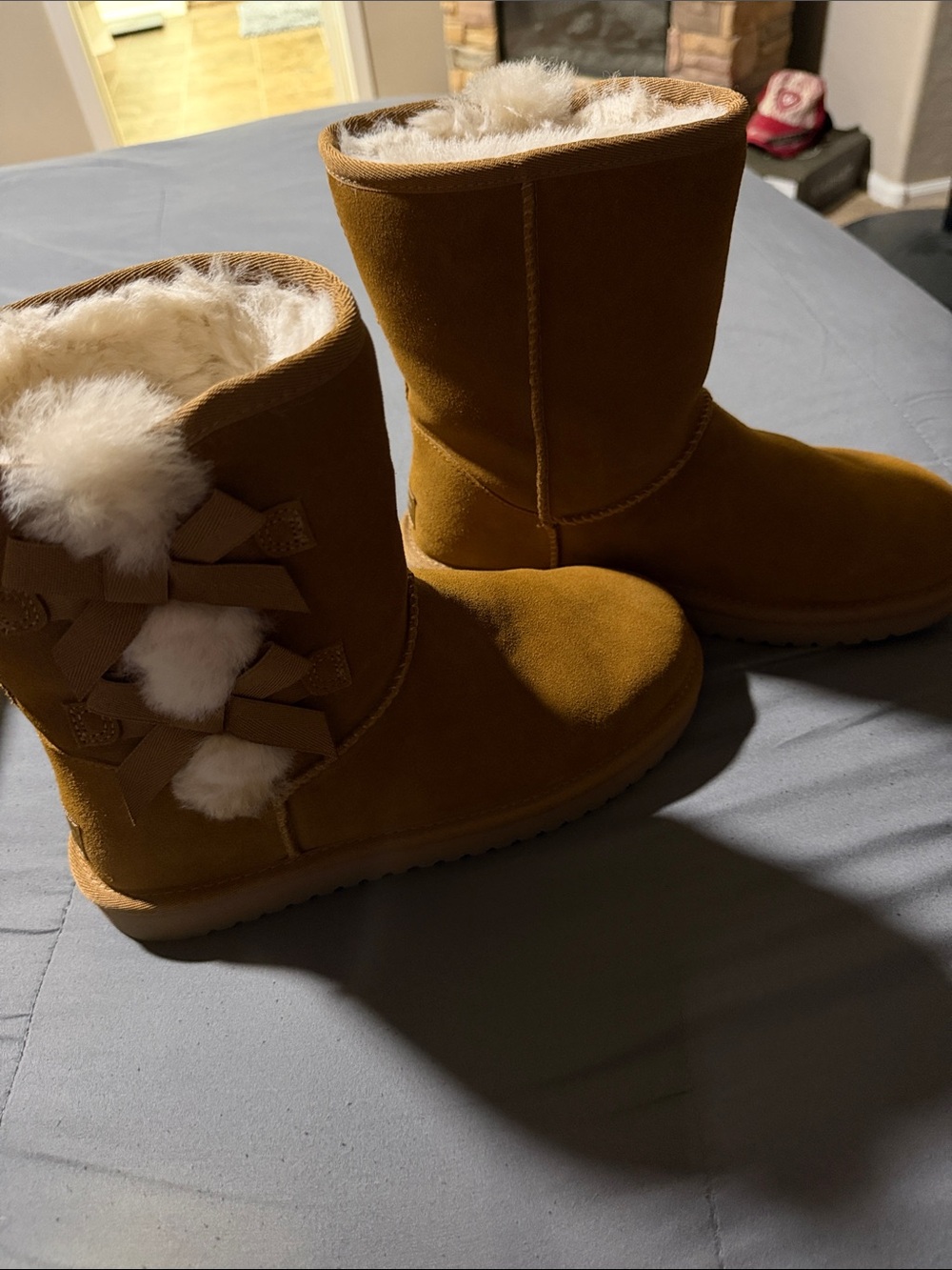 Koolaburra Chestnut Brown Suede Faux Fur Ankle Boots